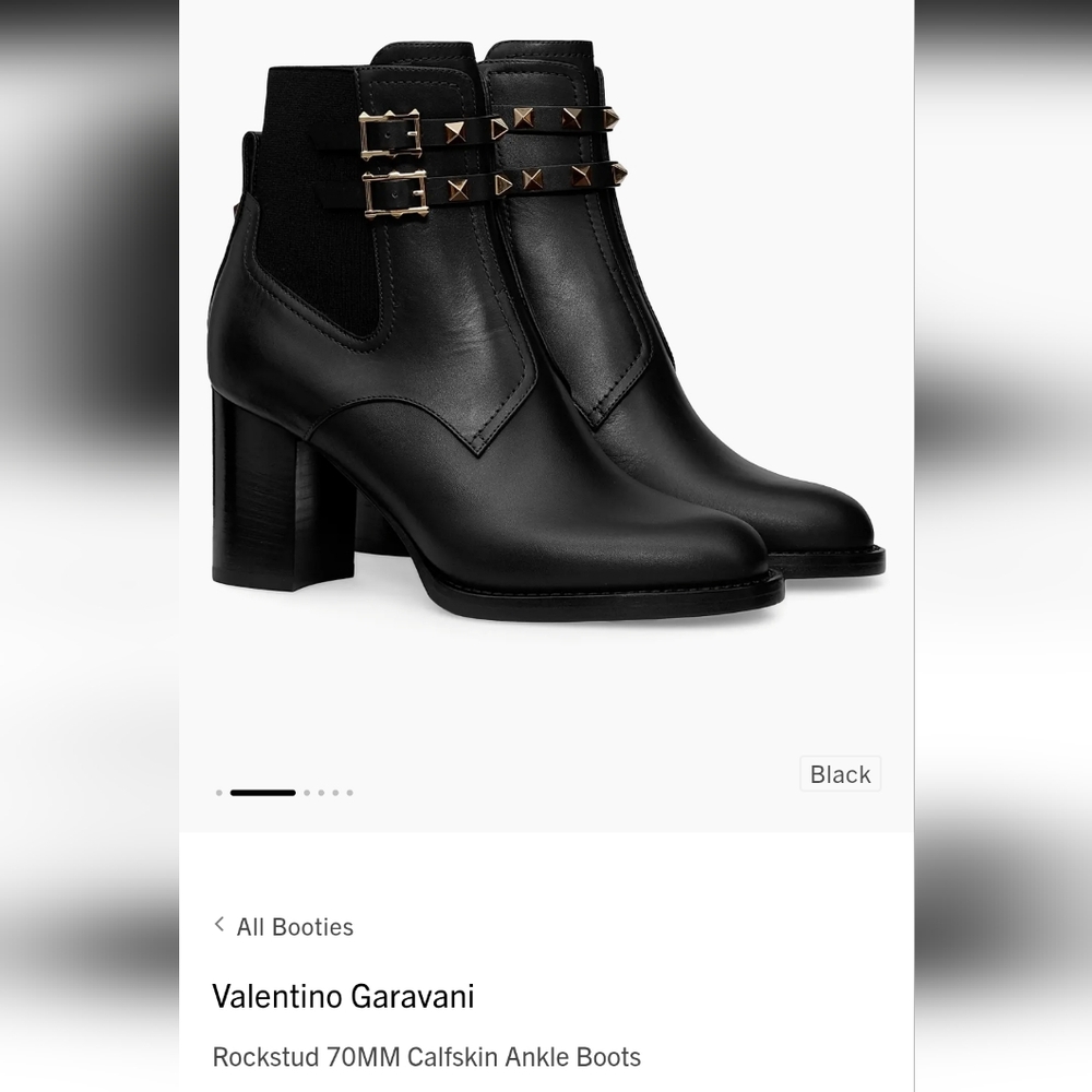 Valentino Black Ankle Boots with Gold Studs - Picture 8 of 9